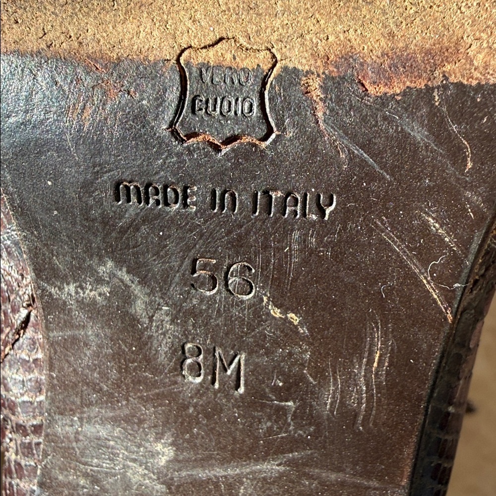 vintage Via Spiga brown crocodile/snake-embossed leather ankle boots - Picture 10 of 11